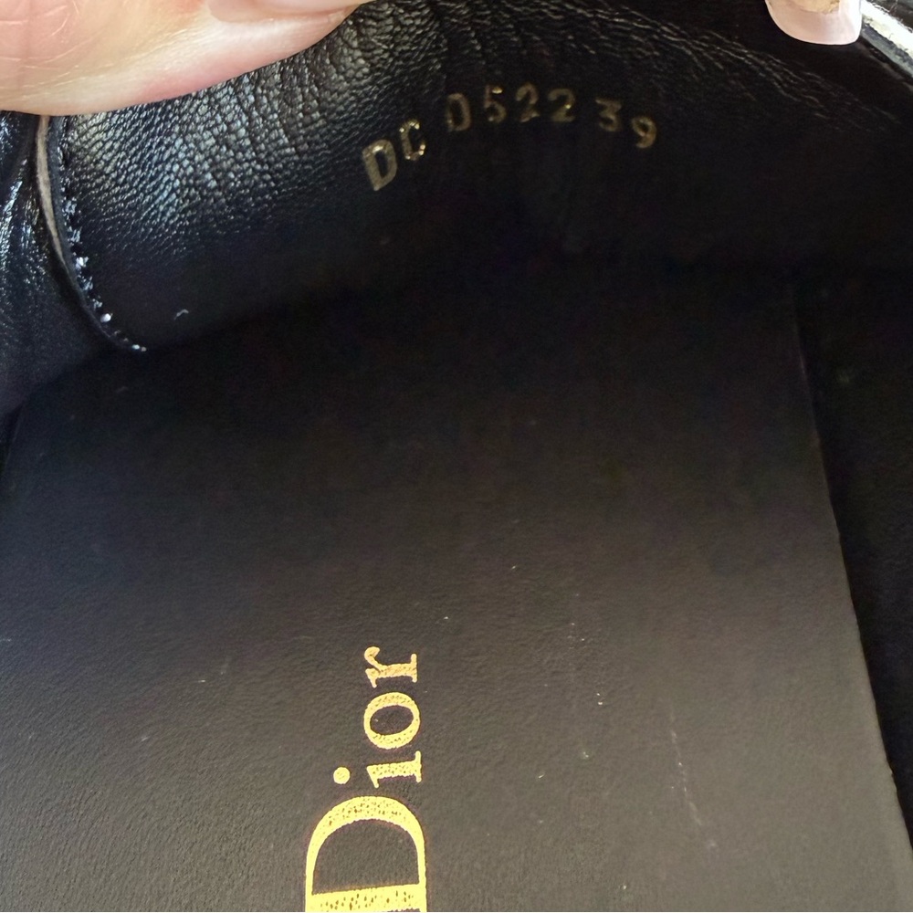 Dior Black and White Low-Top Canvas Sneakers with Gold Accents - Picture 4 of 9